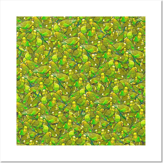 Green Budgie Pattern Wall Art by BirdNerd